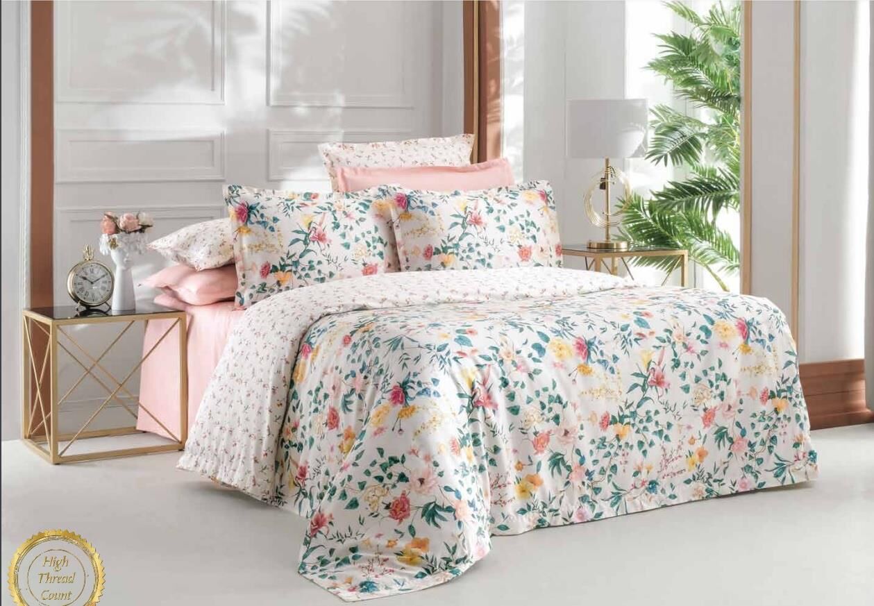 Sarev Jardin V1 Saten Nevresim Takımı King Size