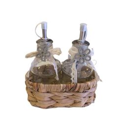 Acar 11103 Bella 2'li Hasır Sepet Gri Cam Yağdanlık 150 Ml