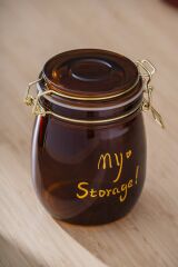 Acar 7940 Pierre Metal Klipsli Saklama Kavanozu 14 Cm - Amber