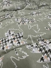 Lökçe Desenli Yorgan 155 x 215 Tek Kişilik Yeşil Yapraklı