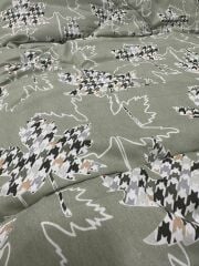 Lökçe Desenli Yorgan 155 x 215 Tek Kişilik Yeşil Yapraklı