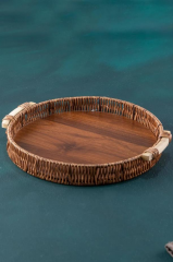 Acar 58 Yuvarlak Ahşap Tepsi 38 Cm