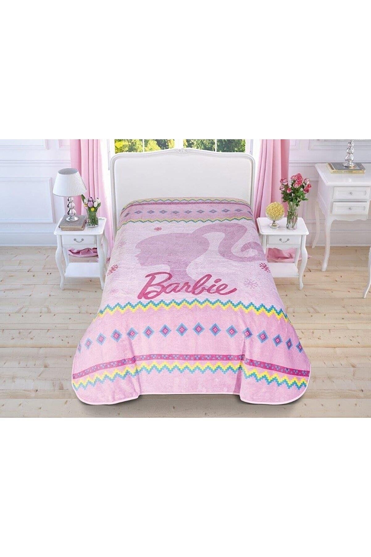 Taç Lisanslı Barbie Pink Tek Kişilik Battaniye