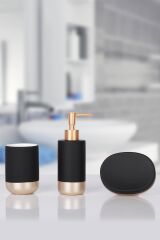 Acar 10895 Seramik 3 lü Banyo Seti Siyah