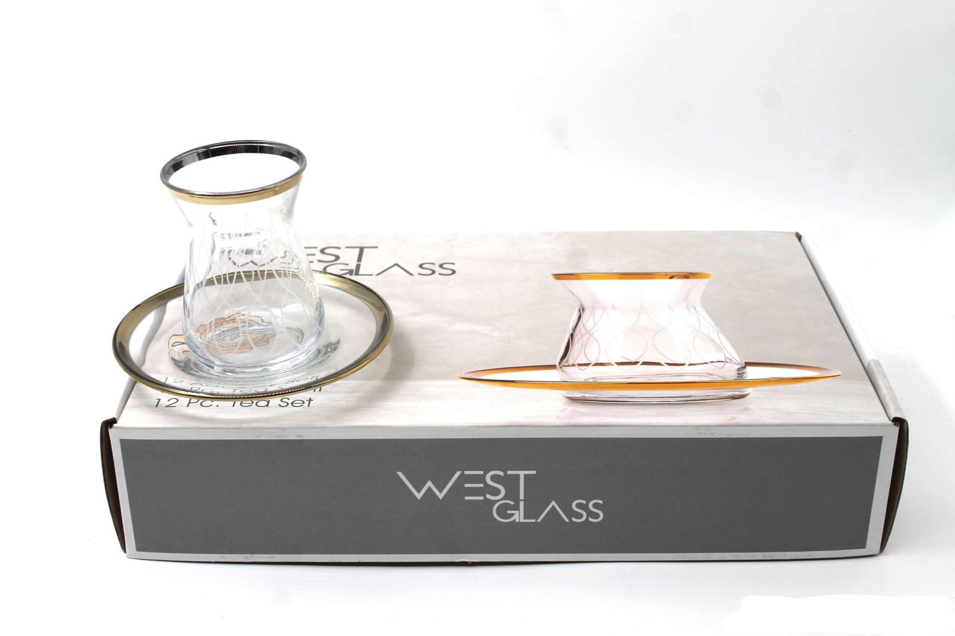 WestGlass W96354WG İrem Wawe Desen Gold Kaplama Çay Seti 132cc