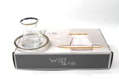 WestGlass W96354WG İrem Wawe Desen Gold Kaplama Çay Seti 132cc