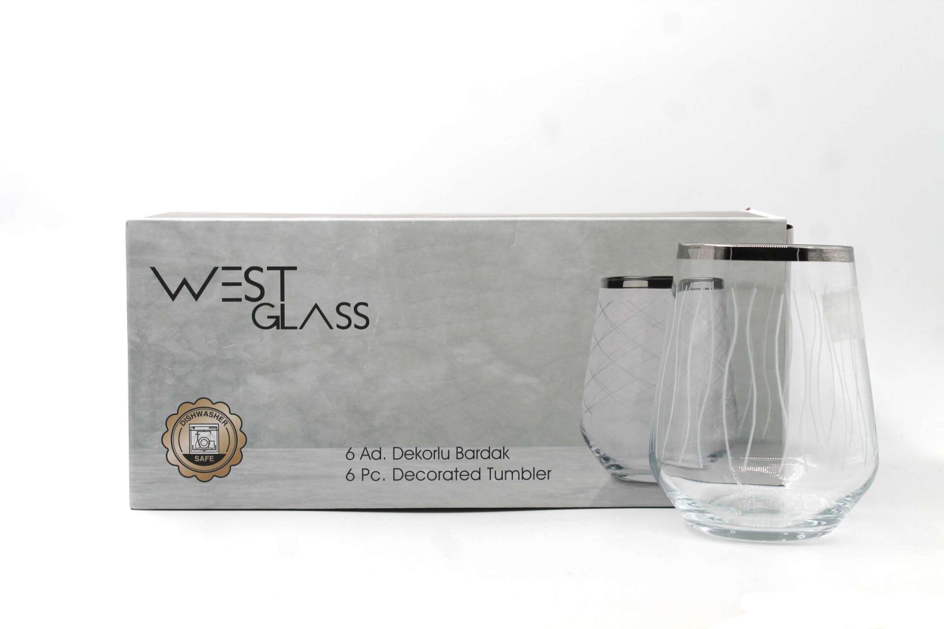 WestGlass W41536LP Allegra Line Desen Platin Kaplama Su Bardağı