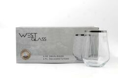 WestGlass W41536LP Allegra Line Desen Platin Kaplama Su Bardağı