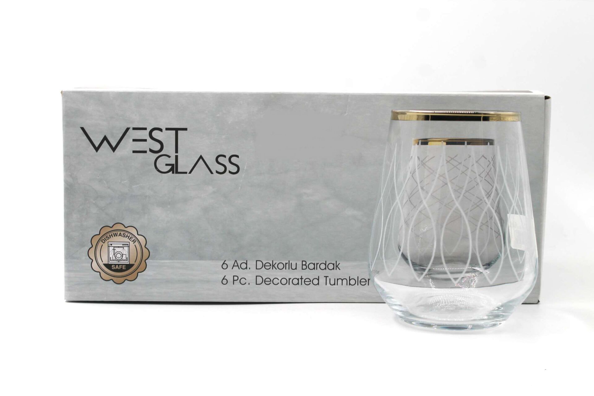 WestGlass W41536WG Allegra Wave Desen Gold Kaplama Su Bardağı