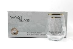 WestGlass W41536WG Allegra Wave Desen Gold Kaplama Su Bardağı