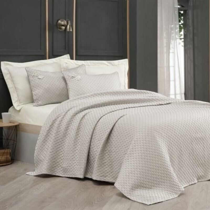 Sarev Belis V1 Bej Yatak Örtüsü Çift Kişilik