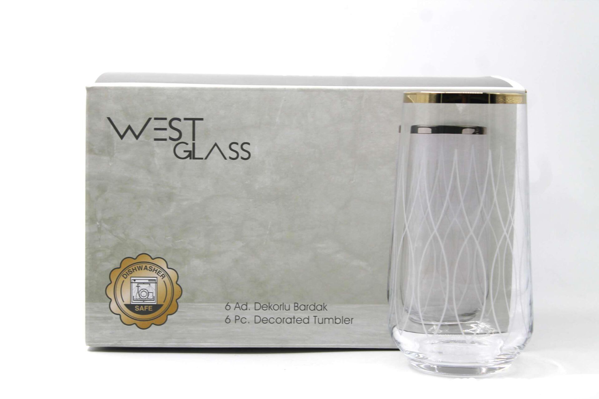 WestGlass W42015WG Allegra Wave Desen Gold Kaplama Su Bardağı