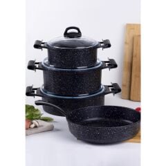 Acar 11394 Cast Prestige Siyah 7 Parça Döküm Tencere Seti