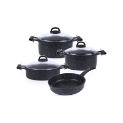 Acar 11394 Cast Prestige Siyah 7 Parça Döküm Tencere Seti