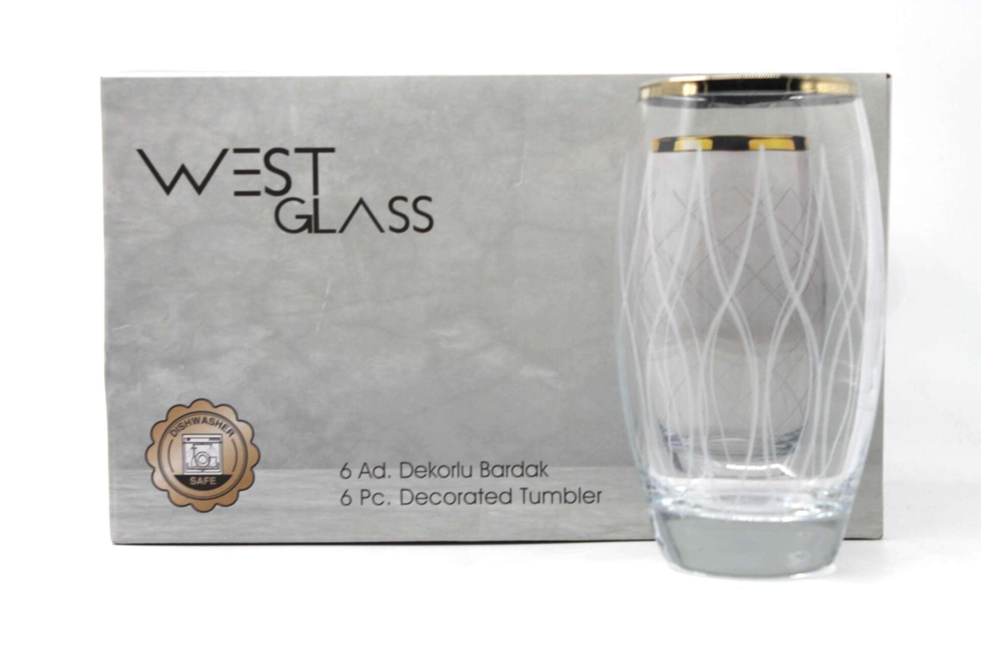 WestGlass W41020WG Barrel Wave Desen Gold Kaplama Meşrubat Bardağı
