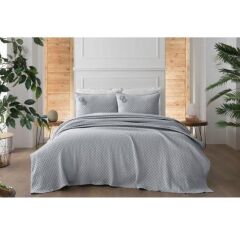 Sarev Belis V2 Gri Yatak Örtüsü Çift Kişilik
