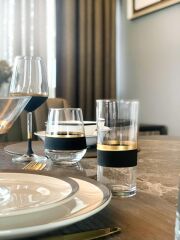 The Mia GLW0008 Glow Rakı Kadehi 6 Lı Siyah Gold Set