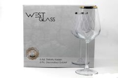 WestGlass W44080WG Allegra Wave Desen Gold Kaplama Ayaklı Bardak