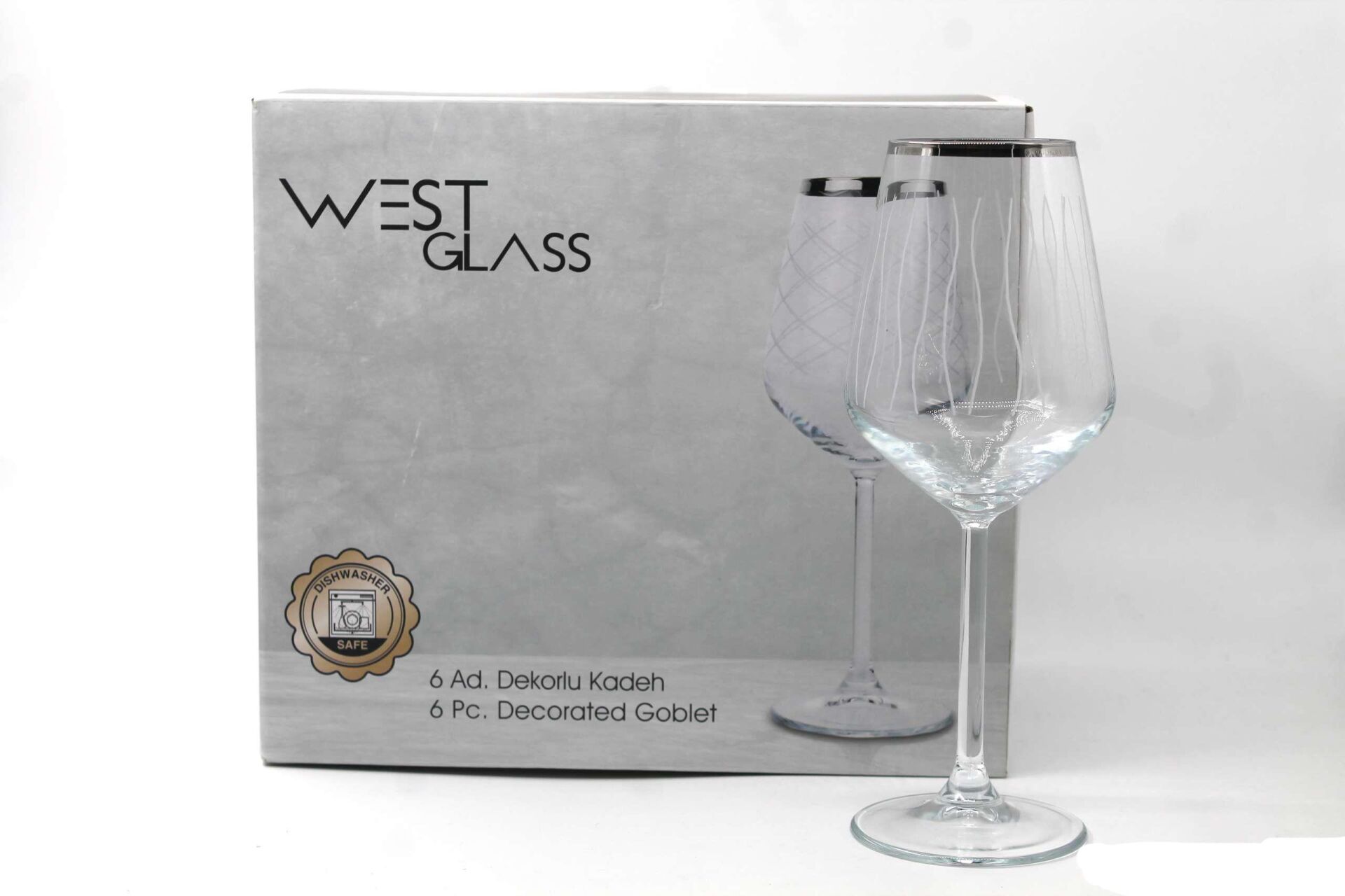 WestGlass W44080LP Allegra Line Desen Platin Kaplama Ayaklı Bardak