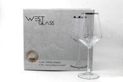 WestGlass W44080LP Allegra Line Desen Platin Kaplama Ayaklı Bardak