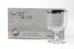 WestGlass W44044LP Tower Line Desen Platin Kaplama Ayaklı Bardak