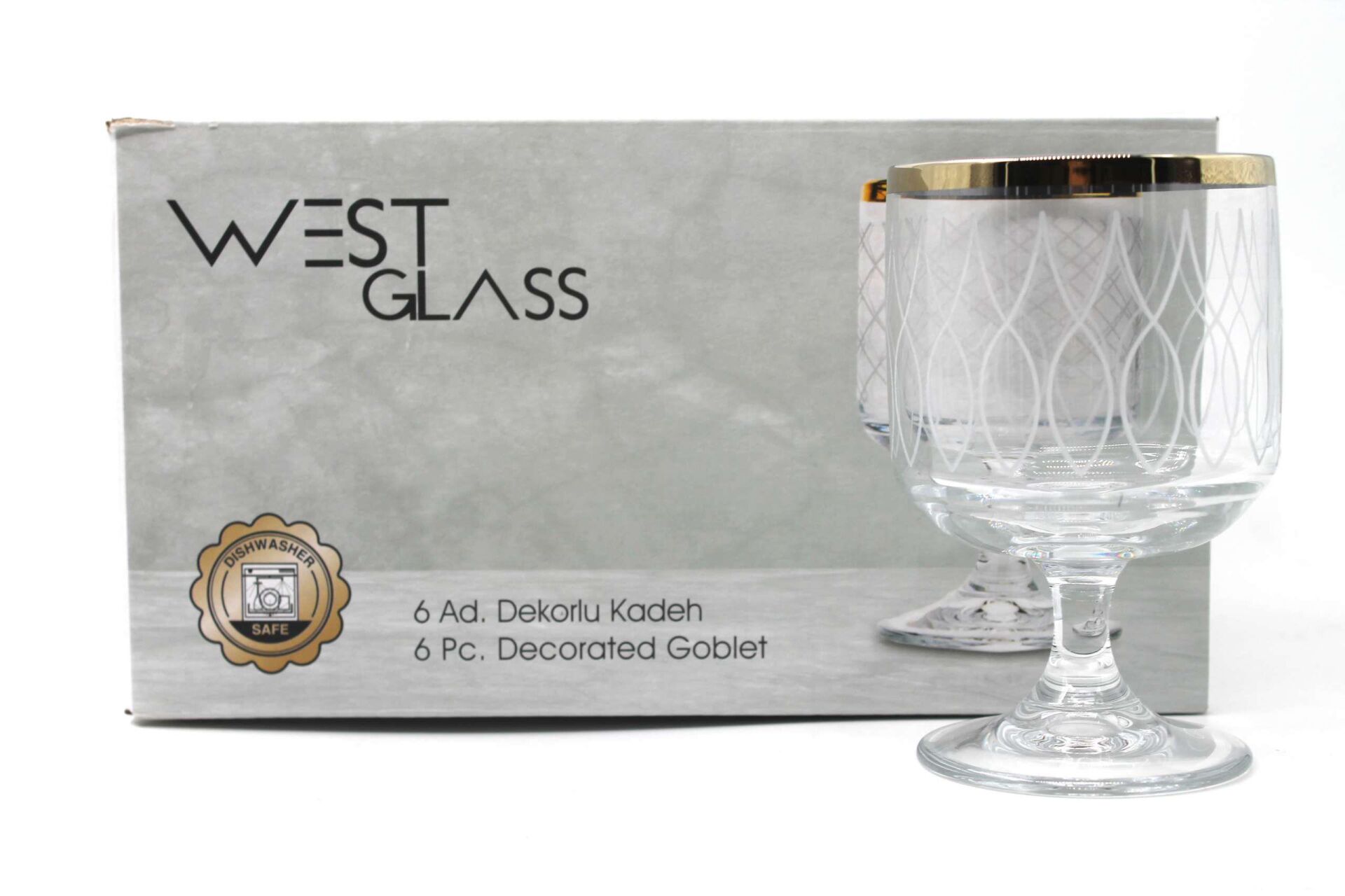 WestGlass W44044LG Tower Line Desen Gold Kaplama Ayaklı Bardak