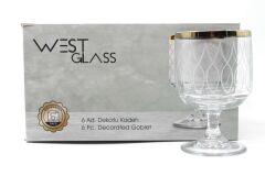 WestGlass W44044LG Tower Line Desen Gold Kaplama Ayaklı Bardak