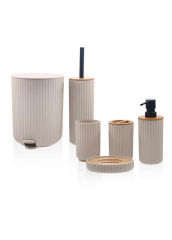 The Mia BNY0028 Stripe 6 Parça Banyo Seti Krem