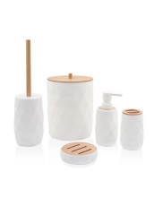 The Mia BNY0024 Prizma Bambu Kapaklı 5 Parça Banyo Seti Beyaz