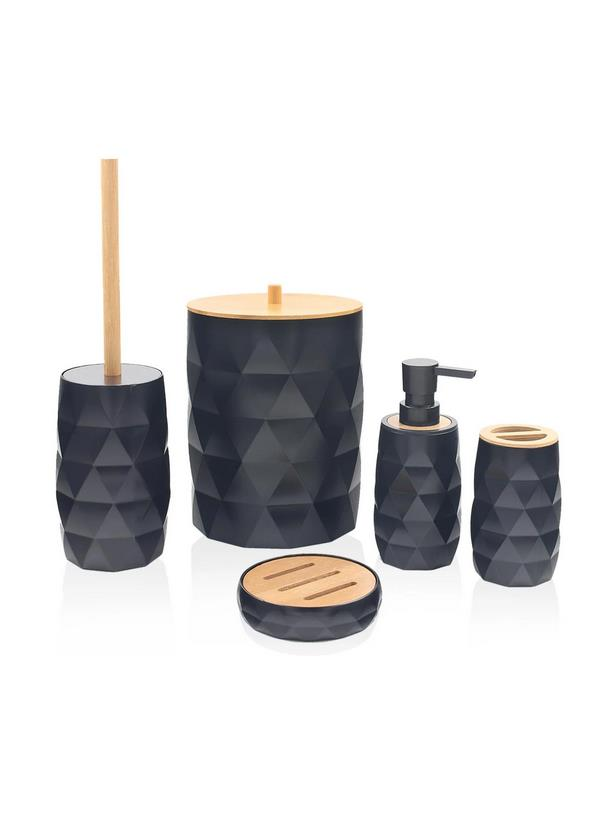 The Mia BNY0023 Prizma Bambu Kapaklı 5 Parça Banyo Seti Siyah