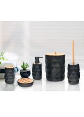 The Mia BNY0023 Prizma Bambu Kapaklı 5 Parça Banyo Seti Siyah