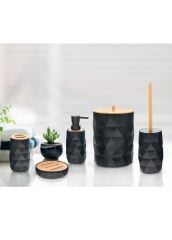 The Mia BNY0023 Prizma Bambu Kapaklı 5 Parça Banyo Seti Siyah