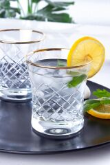 Acar 12304 Hürrem 6lı Kesme Cam Meşrubat Bardağı