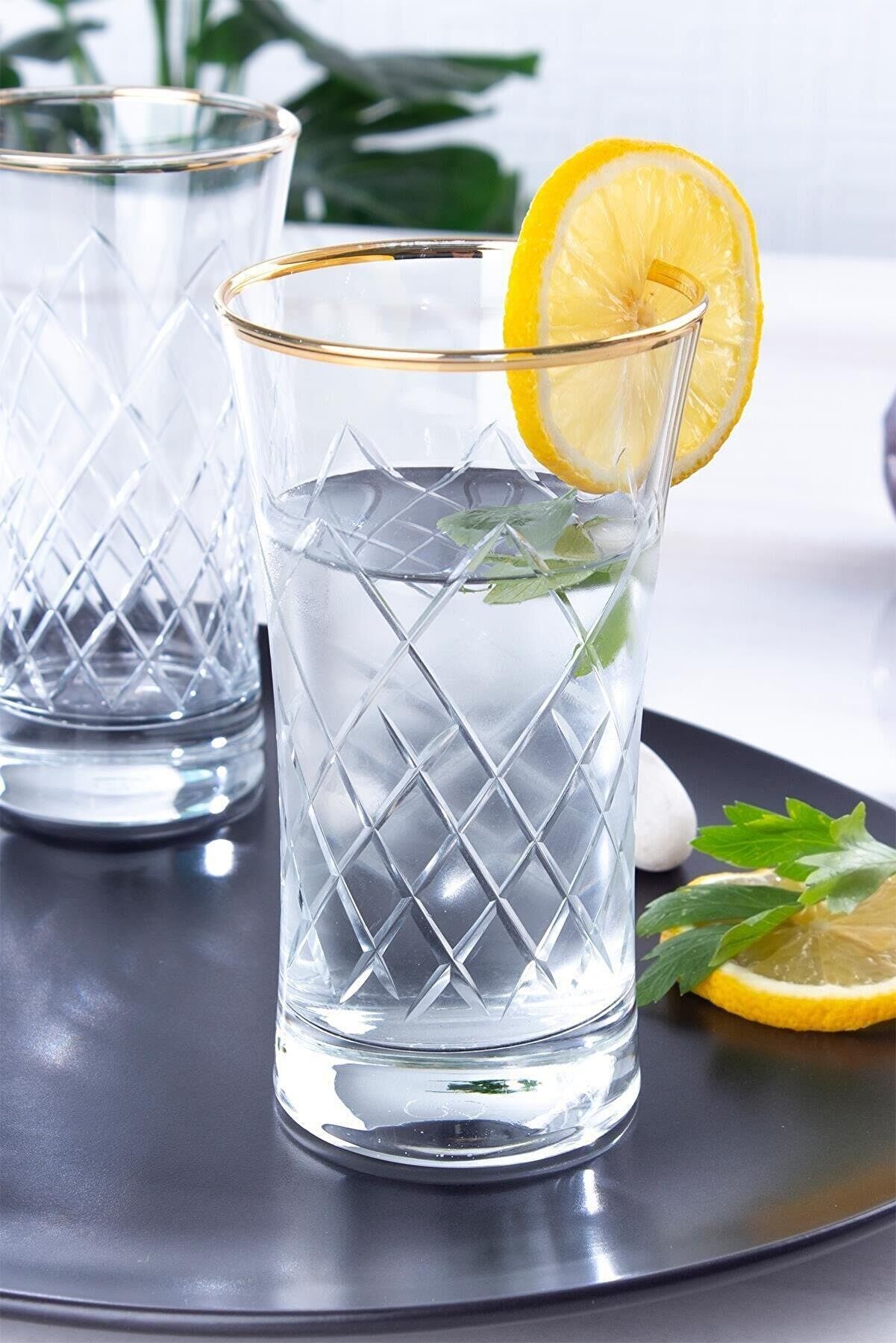 Acar 12302 Hürrem 6lı Kesme Cam Meşrubat Bardağı