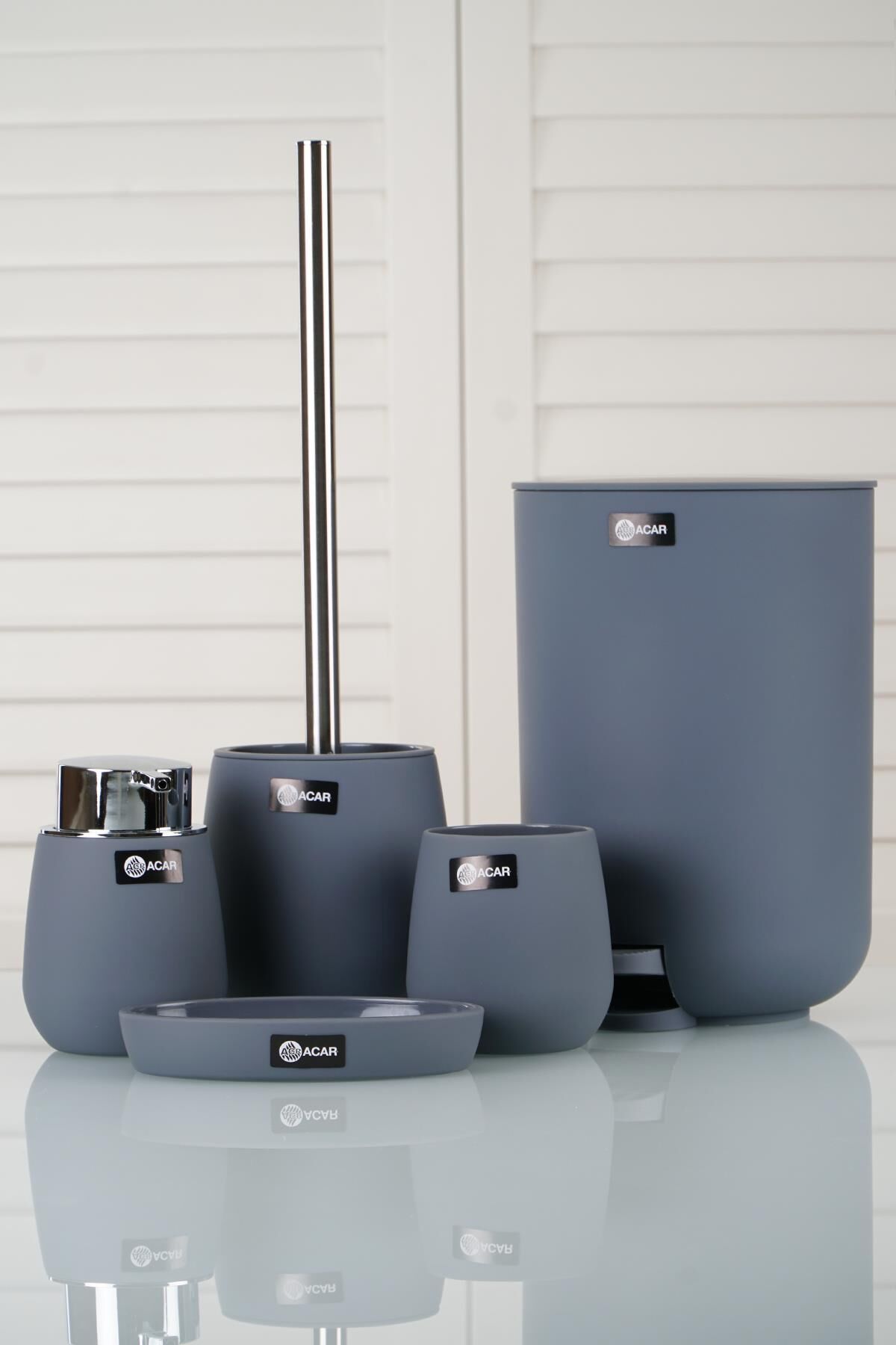 Acar 11183 Akrilik 5 li Banyo Seti Gri