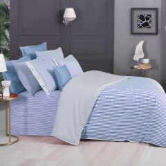 Sarev Tommy V3 Mavi Pamuk Saten Nevresim Takımı Tek Kişilik