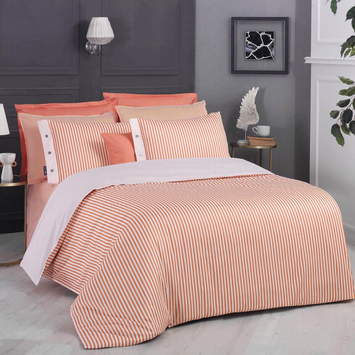 Sarev Tommy V2 Somon Pamuk Saten Nevresim Takımı Tek Kişilik