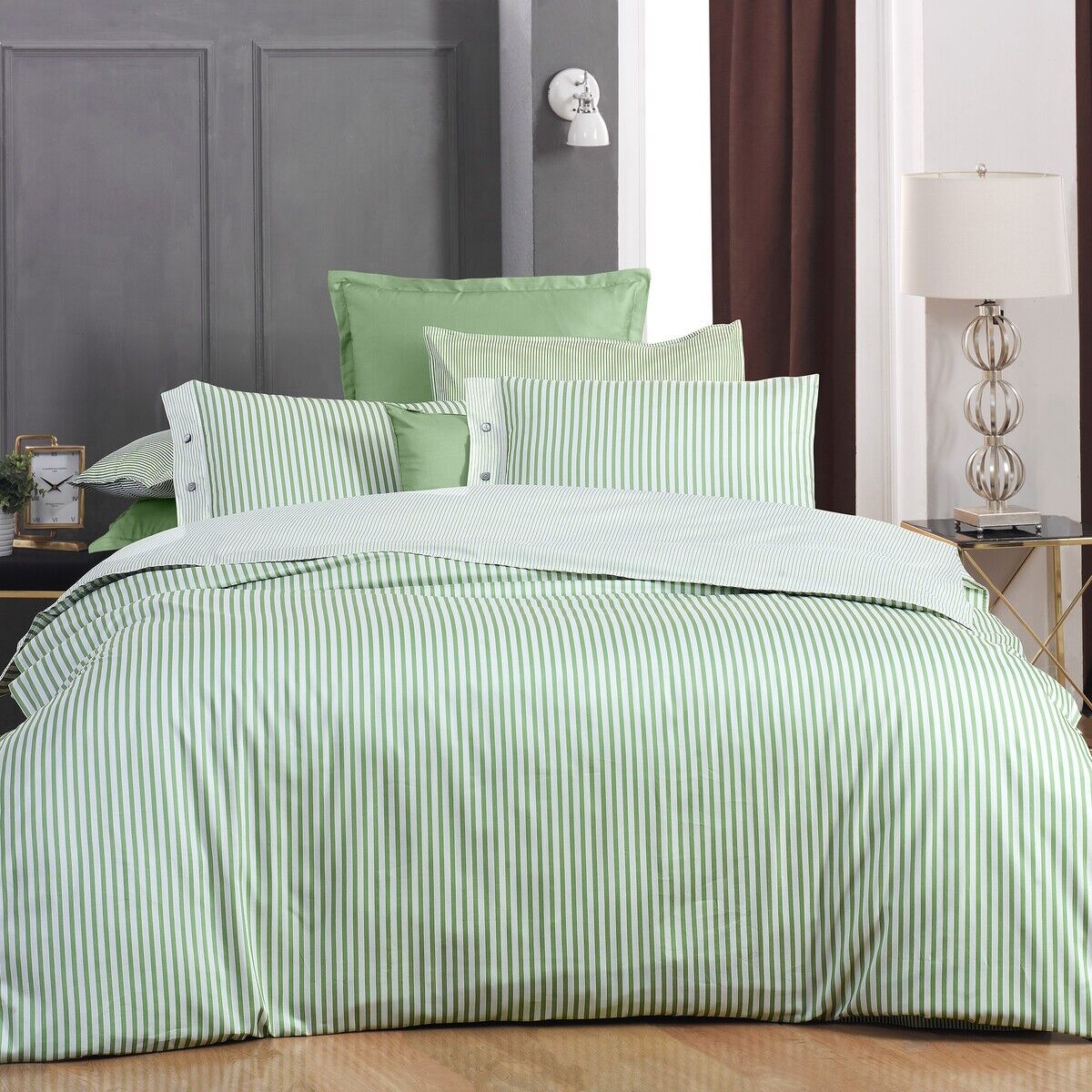 Sarev Tommy V4 Yeşil Pamuk Saten Nevresim Takımı Tek Kişilik