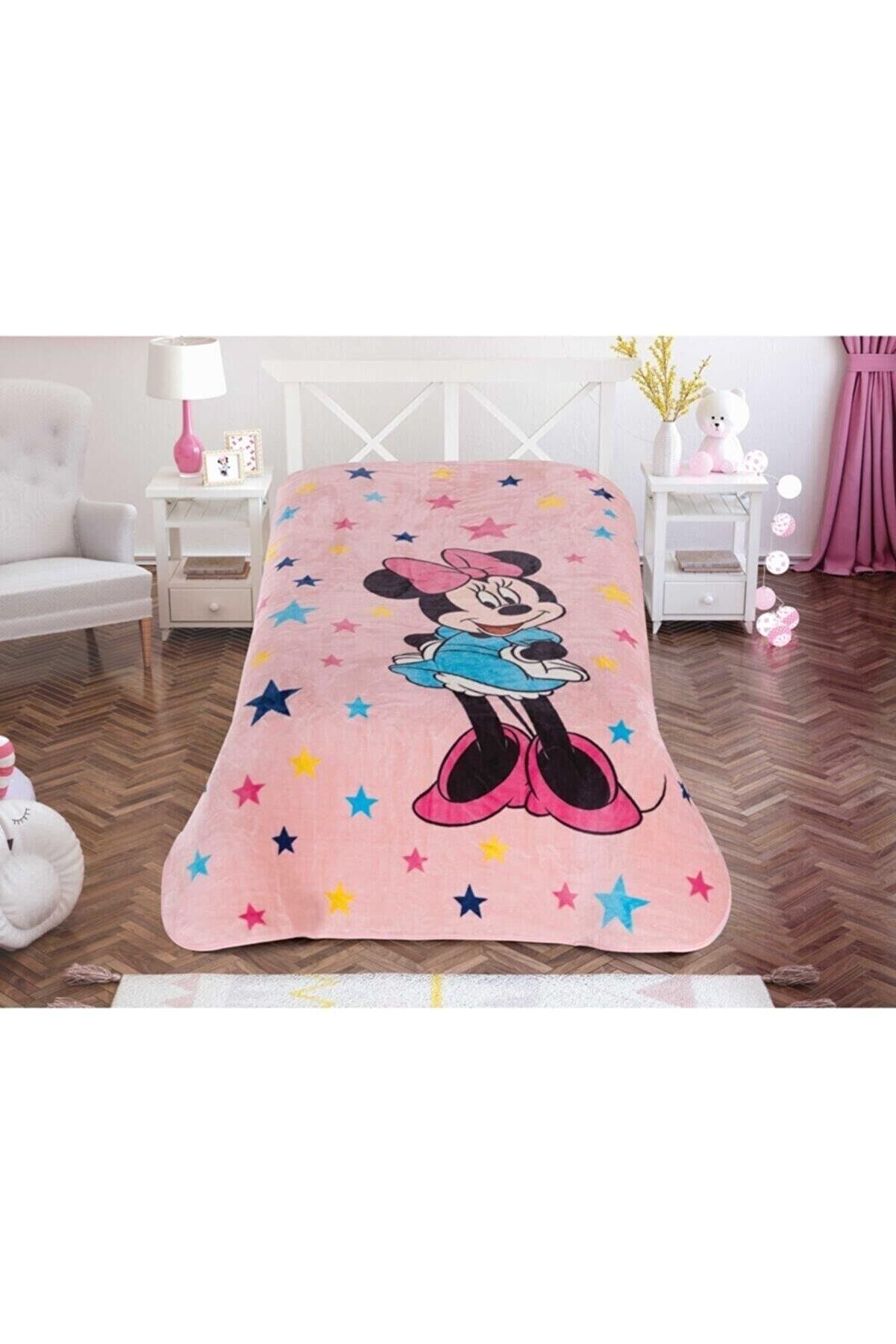 Taç Lisanslı Minnie Stars Tek Kişilik Battaniye