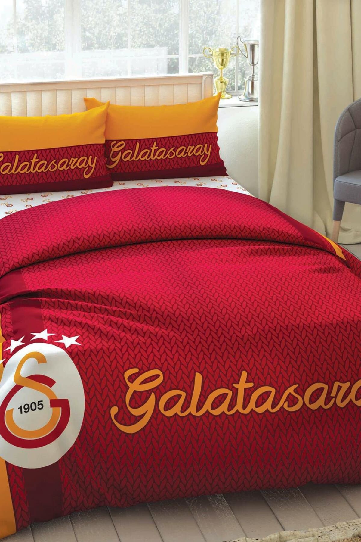 Taç Lisanslı Galatasaray Striped Çift Kişilik Nevresim Takımı