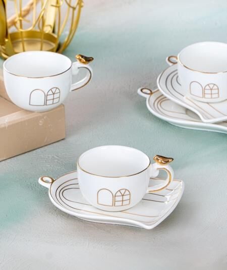 Acar 5115 June 6 Lı Porselen Kahve Fincan Takımı