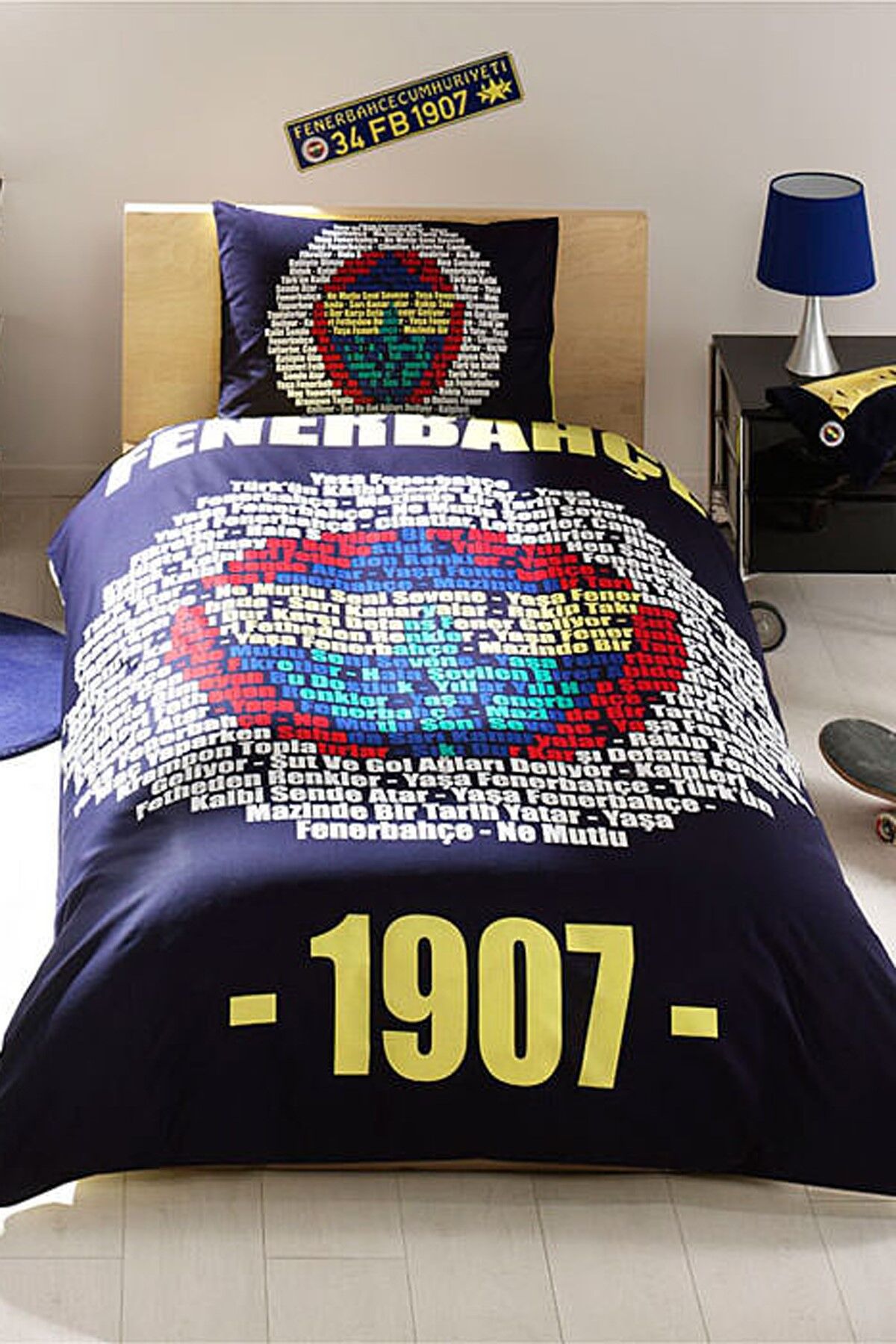 Taç Lisanslı Fenerbahçe Marşlı Logo Tek Kişilik Nevresim Takımı