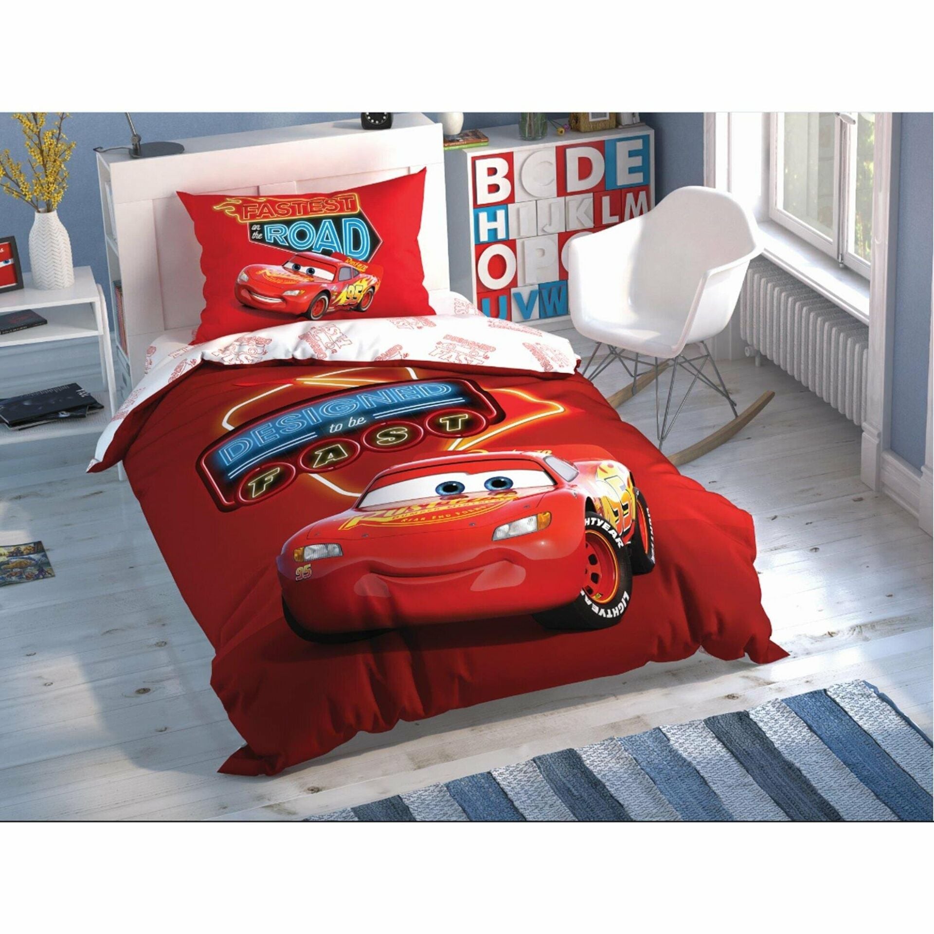 Taç Lisanslı Disney Cars Shiny Road Nevresim Takımı Tek Kişilik