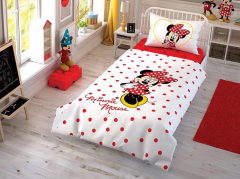 Taç Lisanslı Minnie Çek Canlandır Nevresim Takımı Tek Kişilik
