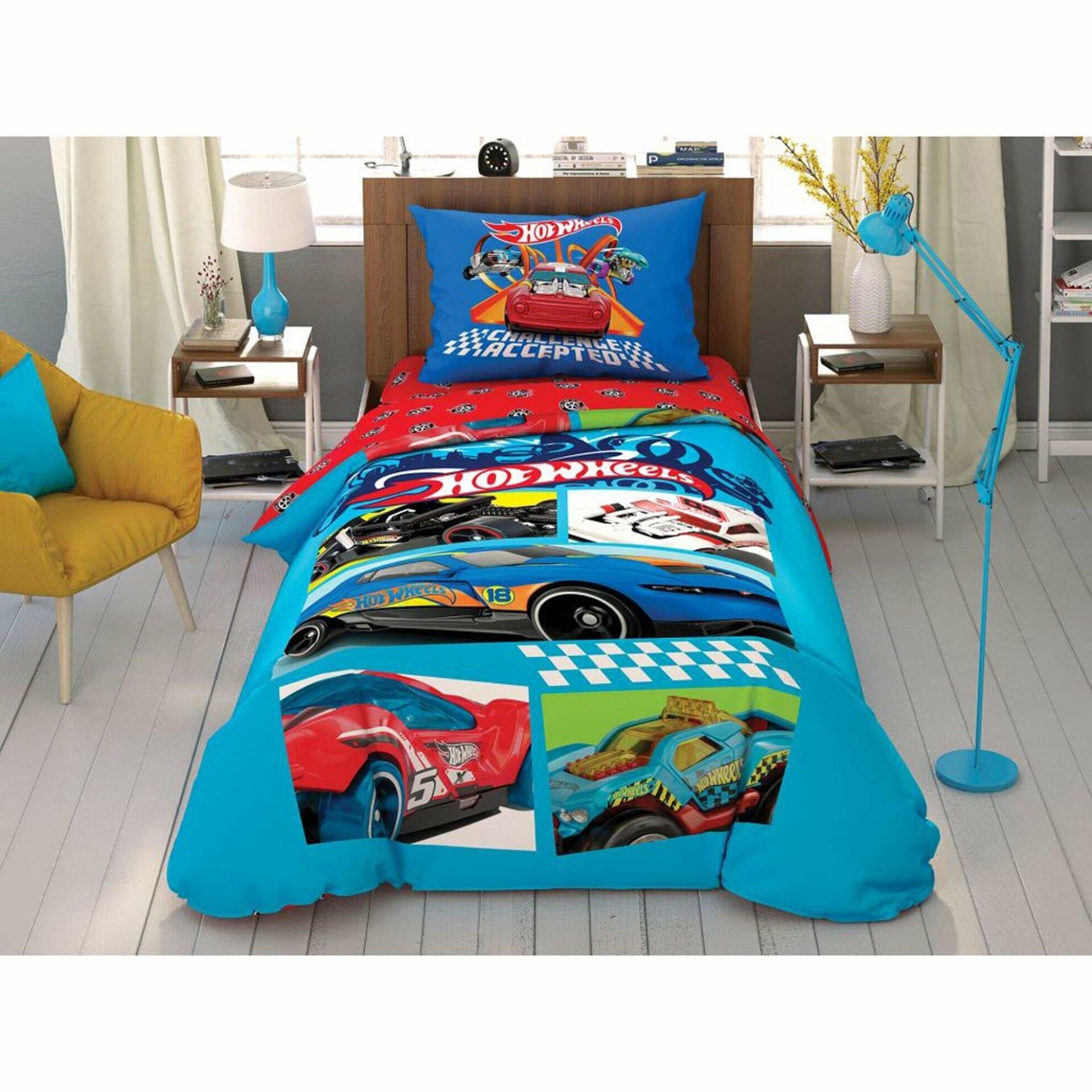 Taç Lisanslı Hot Wheels Challenge Accepted Nevresim Takımı Tek Kişilik