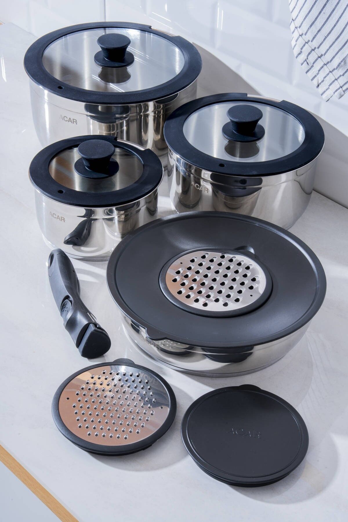 Acar 8620 Mars 12 Parça Çelik Tencere Seti