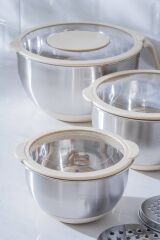 Acar 8121 Focus Pro 16-20-24 Cm Karıştırma Kabı Seti Krem