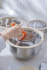 Acar 8121 Focus Pro 16-20-24 Cm Karıştırma Kabı Seti Krem