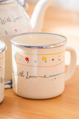 Acar 7781 Made With Love Emaye Kettle Kuğu Model 2.5 Lt + 2 Kupa