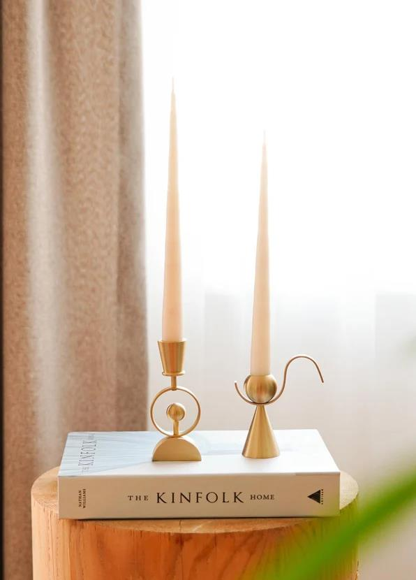 The Mia MUM0211 Iconic Krem Şamdan Mum 2 Li Set